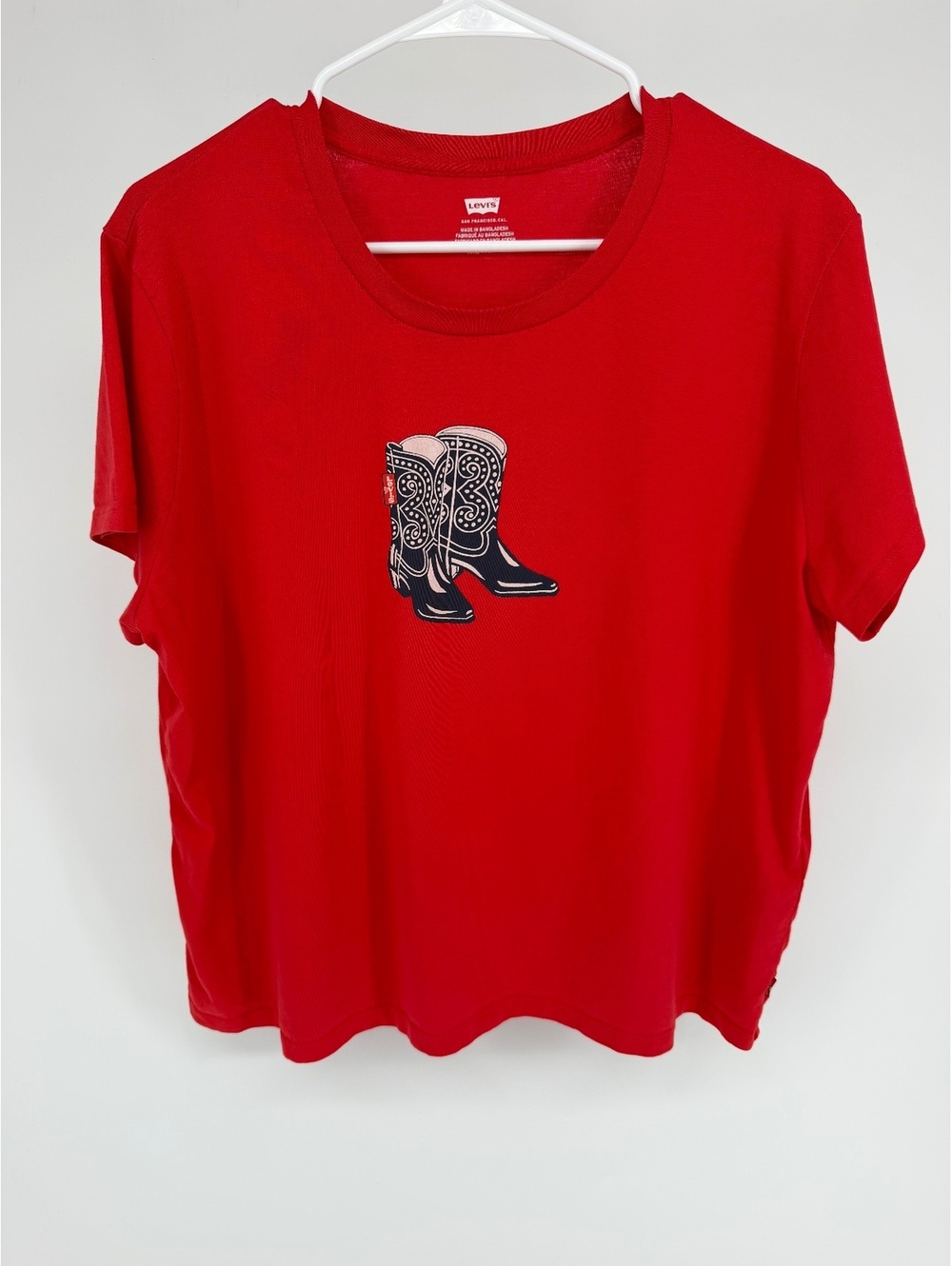 Levi's Red T-Shirt with Cowboy Boots Graphic XXL